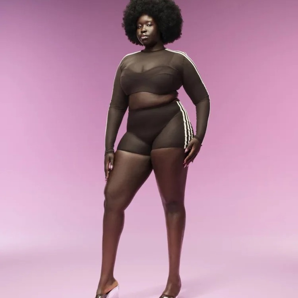 Adidas Ivy Park Chocolate Mesh Overlay swim top *Beyonce*